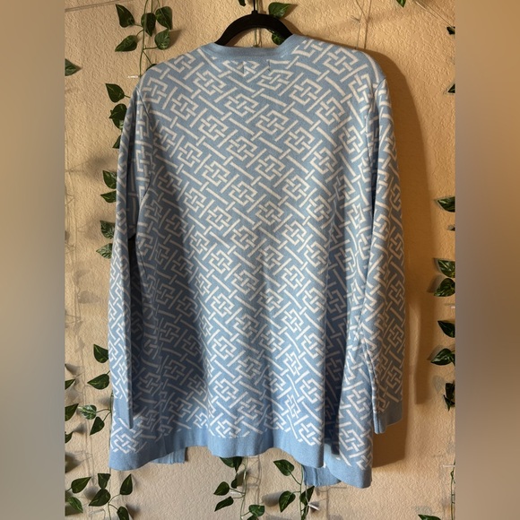 Vintage BFA Classics Cardigan Blue White Pattern Size L - Picture 5 of 6